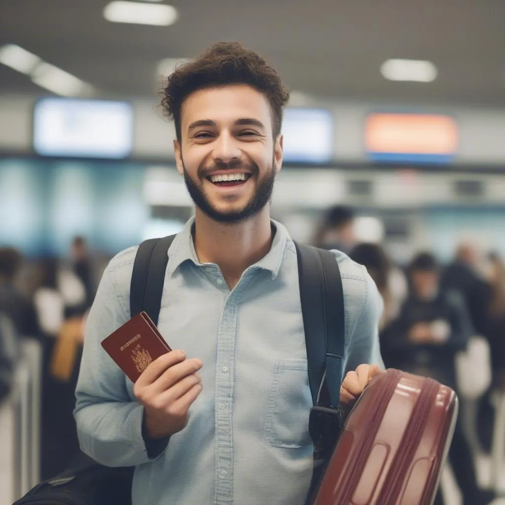 traveler at airport security