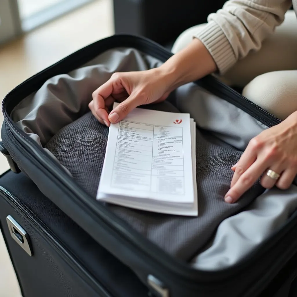 Traveler packing suitcase for a trip