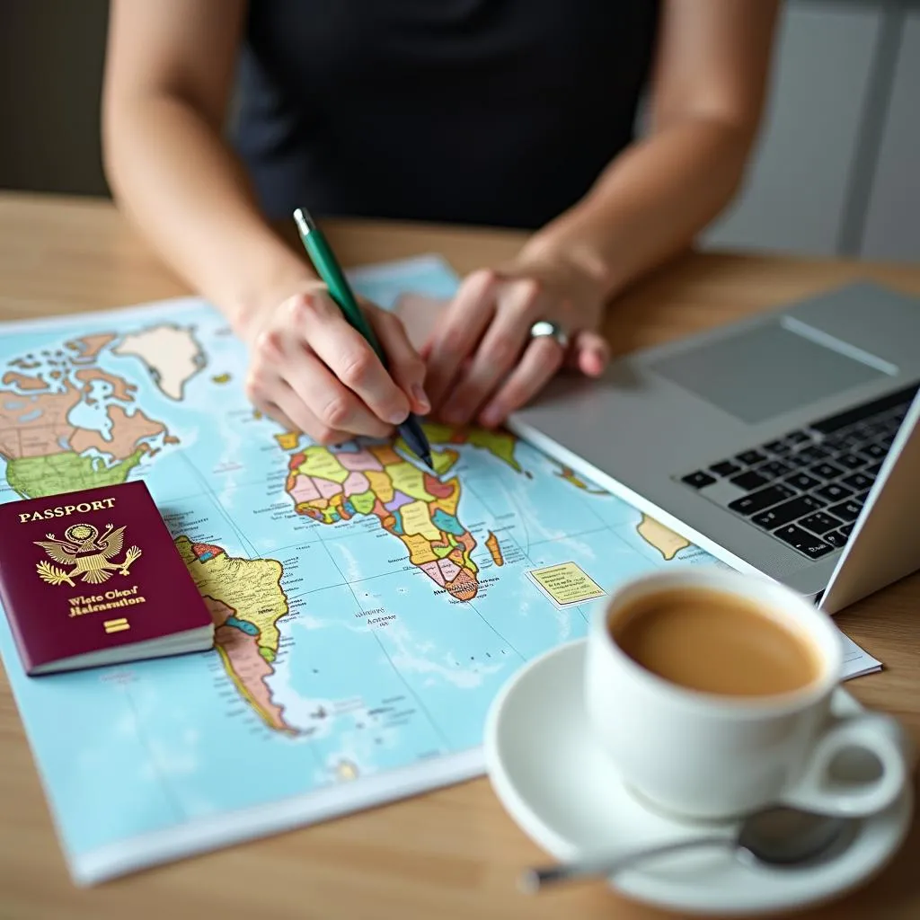 Traveler Planning Trip with Passport