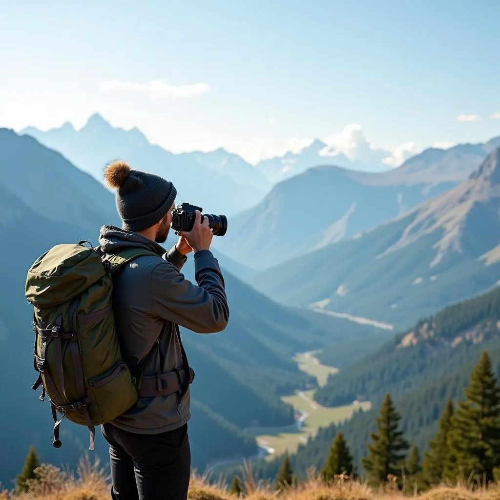 Traveler capturing memories