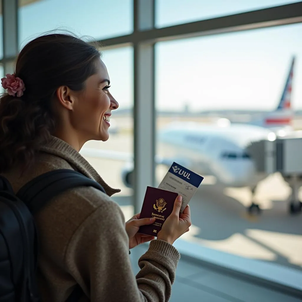 Traveler with Passport and Boarding Pass