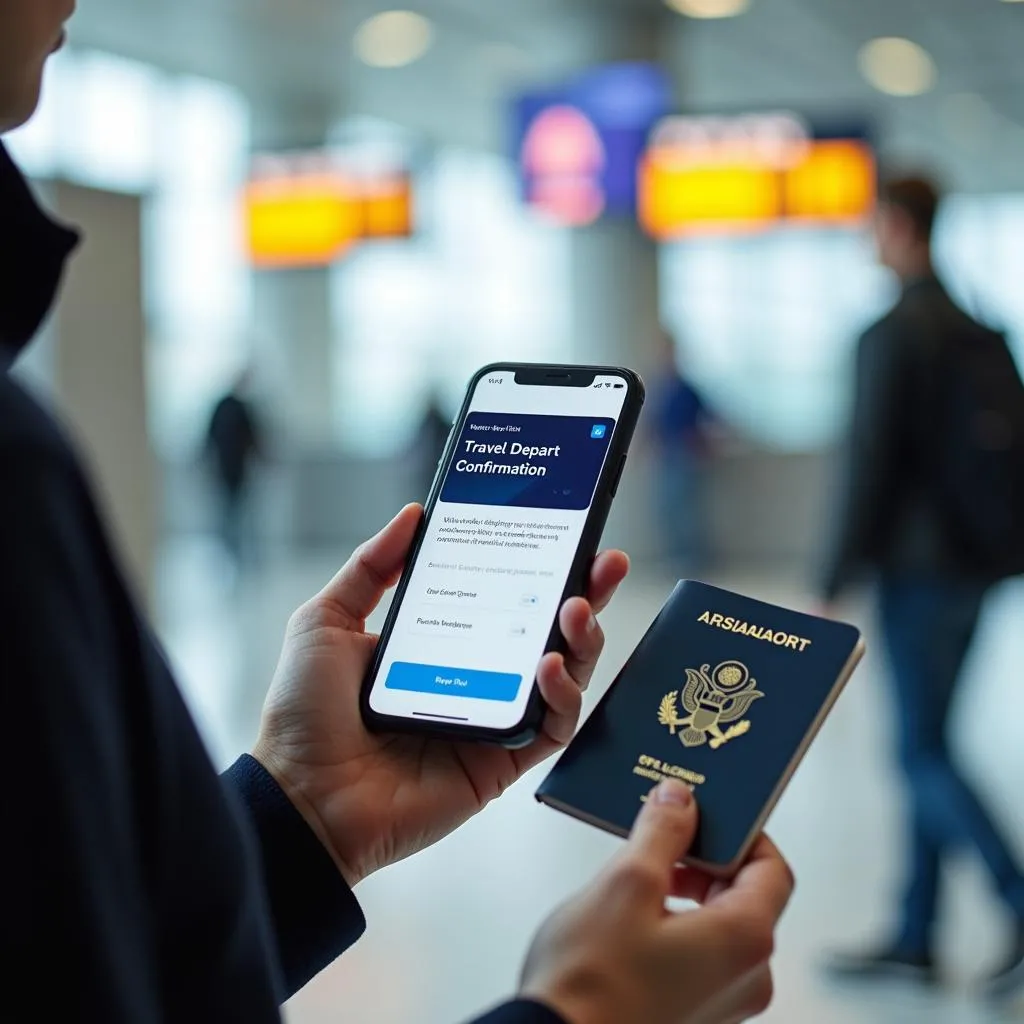 Traveler with Phone and Passport