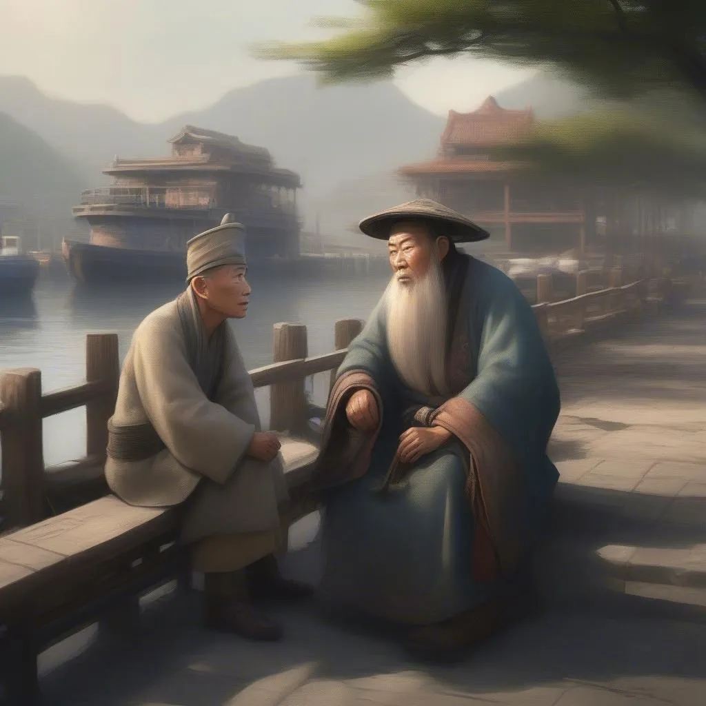 Traveler conversing with Zhongli