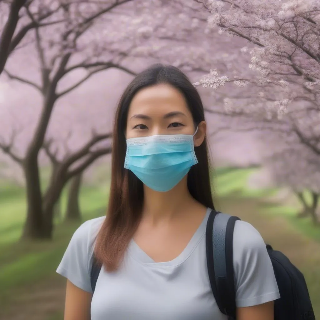 Traveler with Allergy Mask