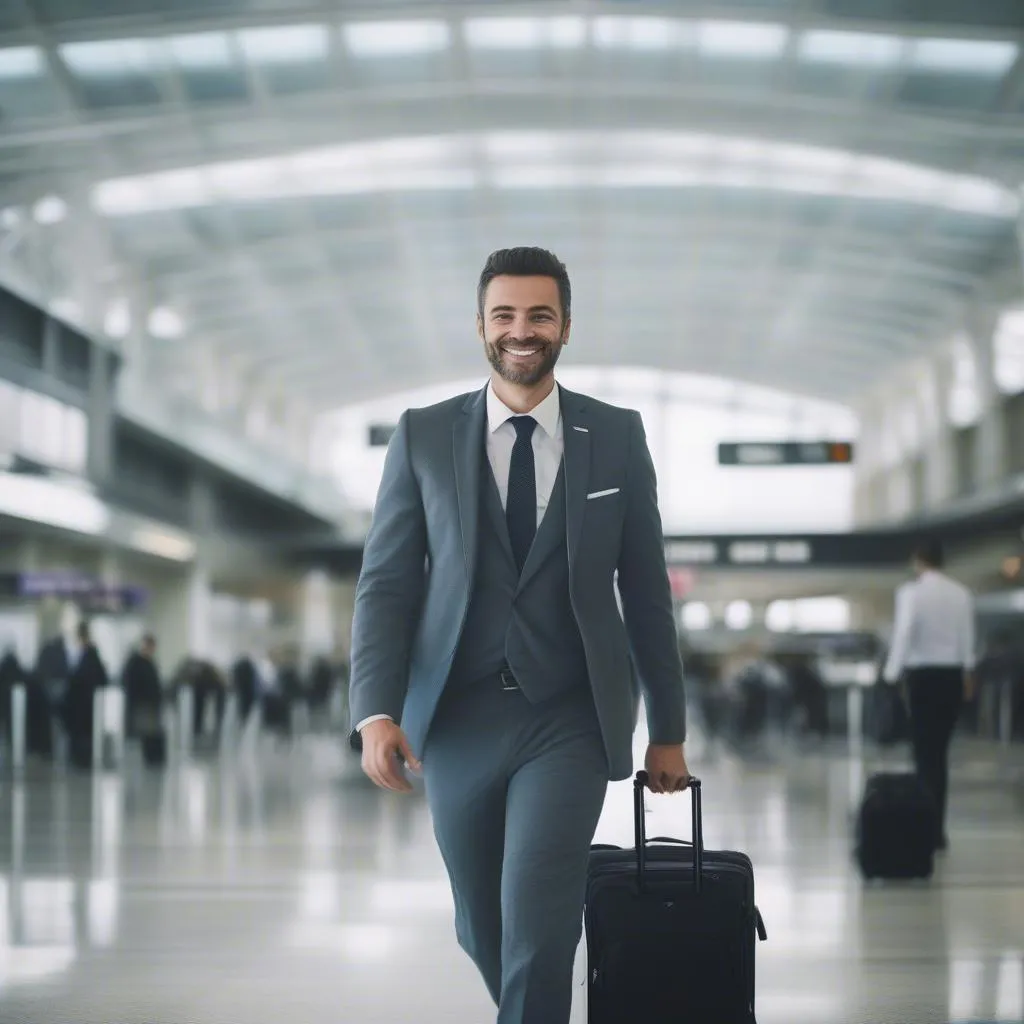 Image of a businessman traveling with peace of mind