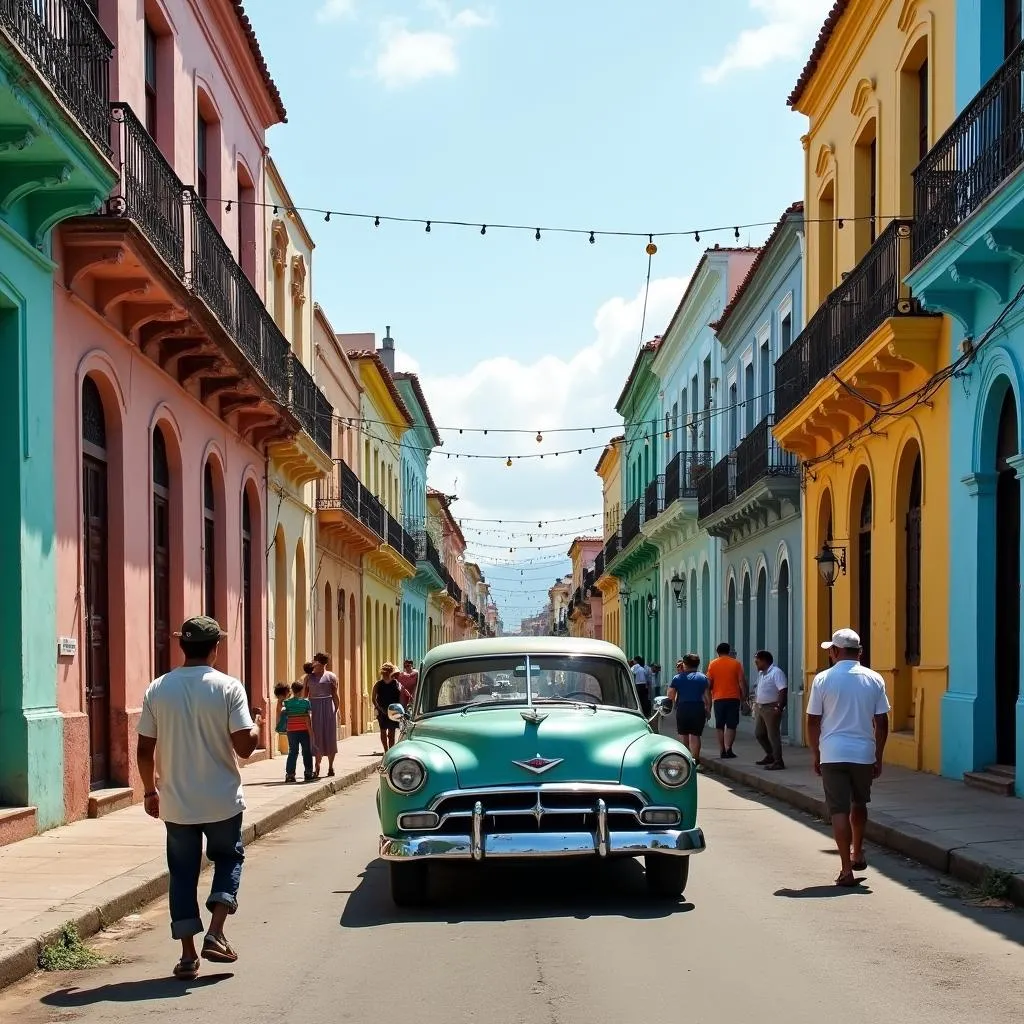 Colorful Street Scene in Trinidad, Cuba