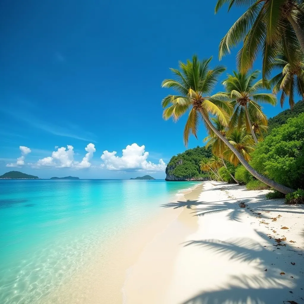 Idyllic white sand beach in Thailand