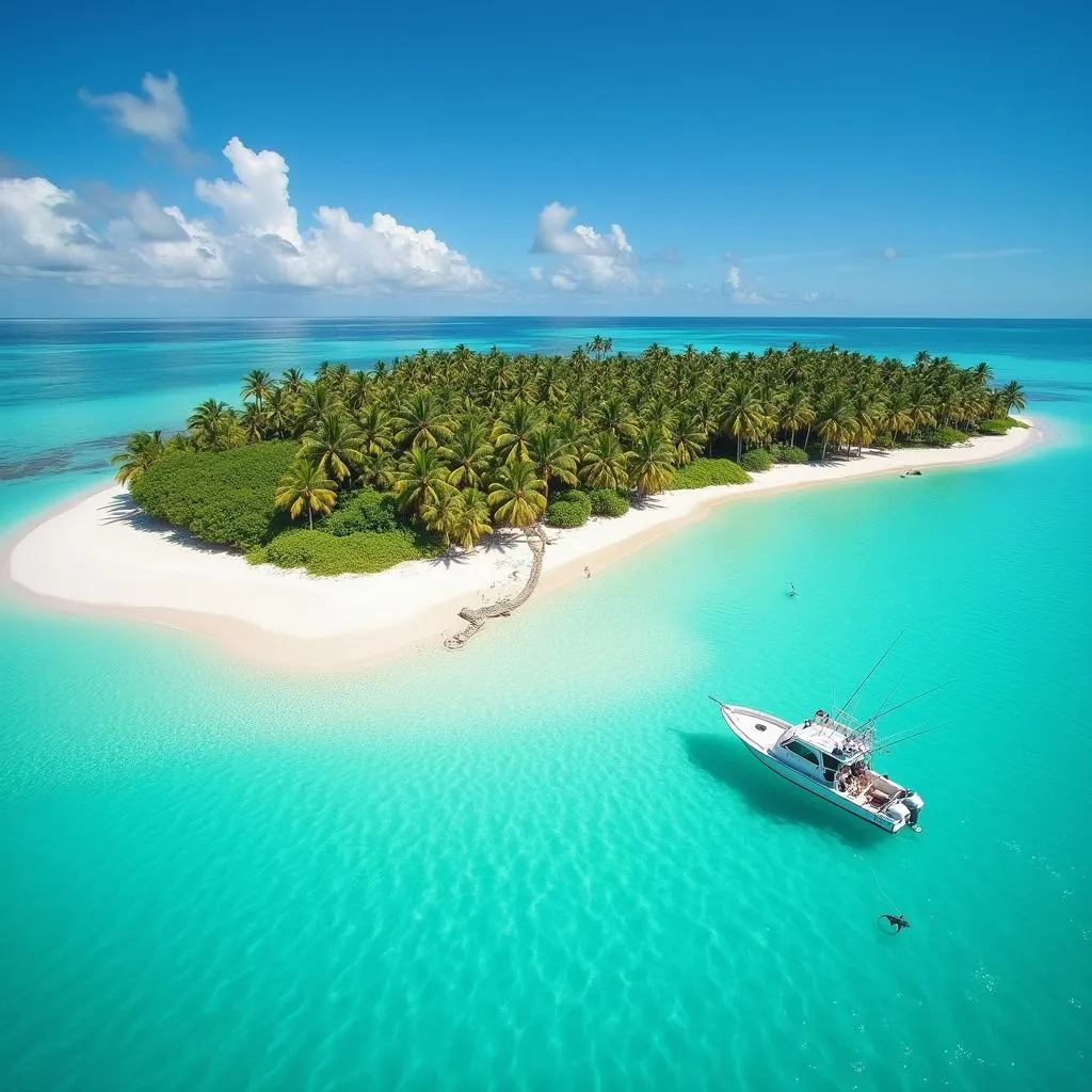 A scenic view of a tropical fishing destination