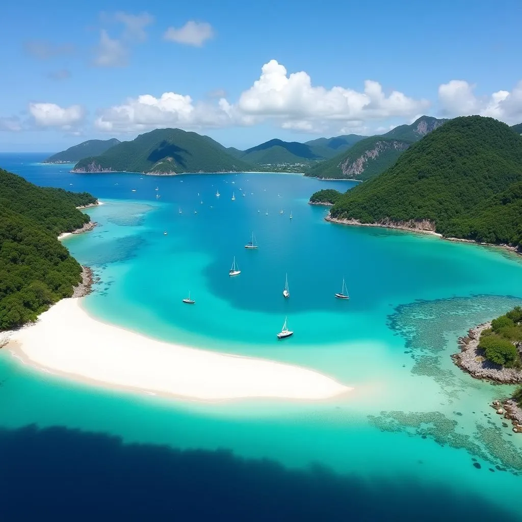 Panoramic view of the iconic Trunk Bay in the Virgin Islands.