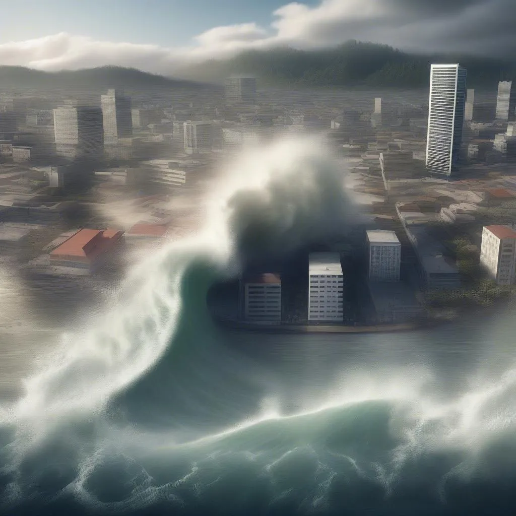 Tsunami inundation in a coastal city