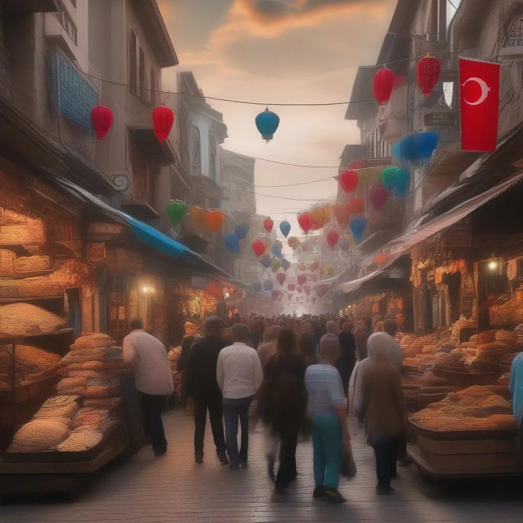 Bustling Turkish Street