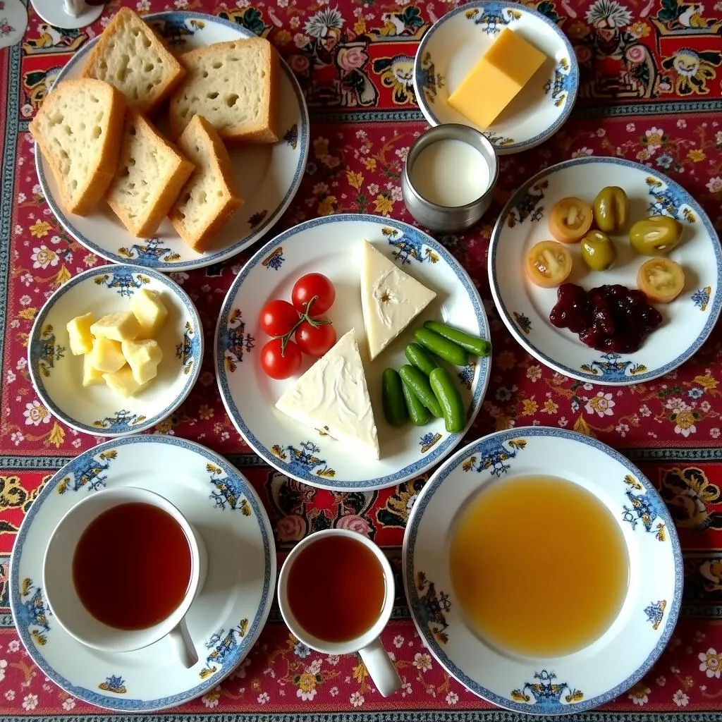 A table full of Turkish breakfast food