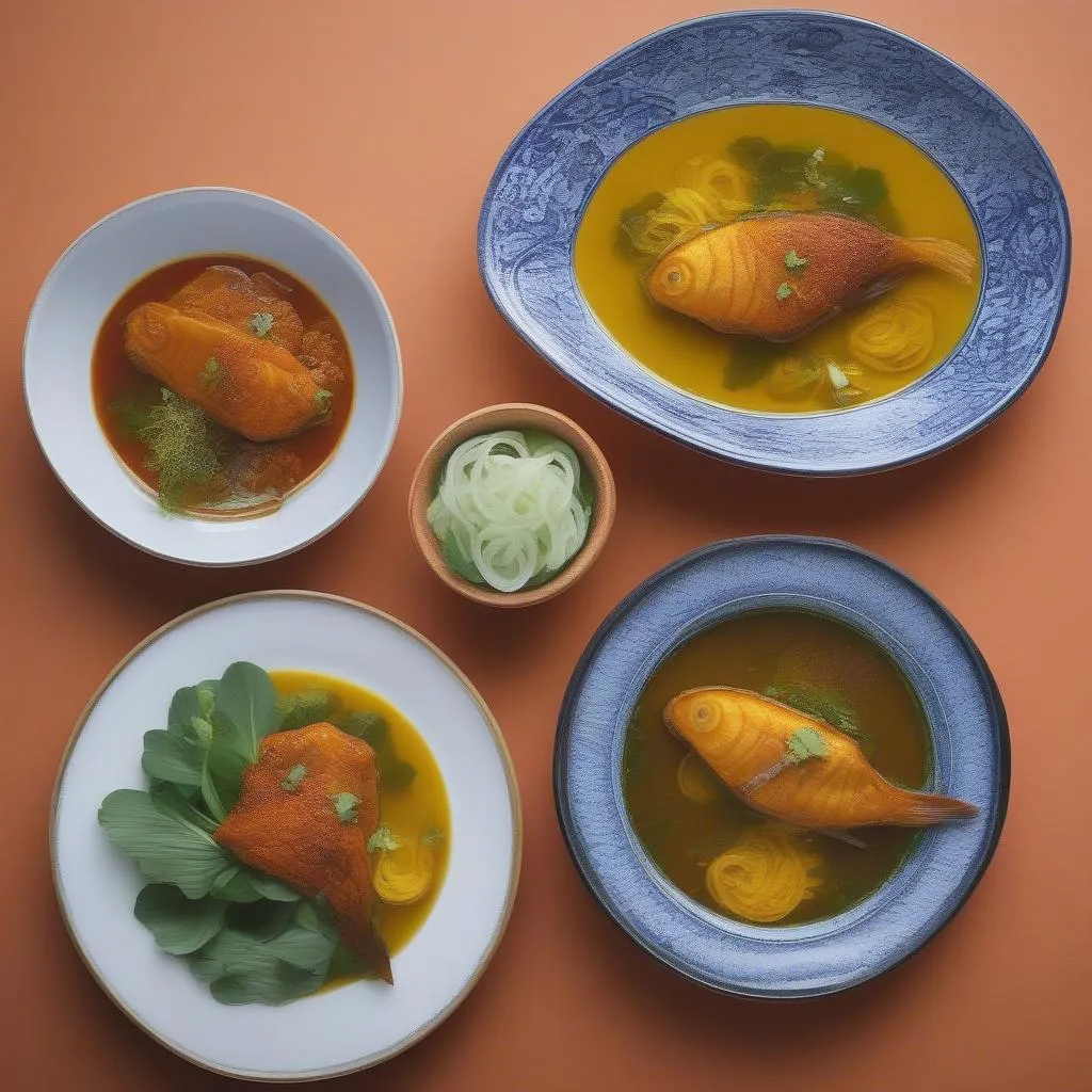 A plate of Vietnamese turmeric fish