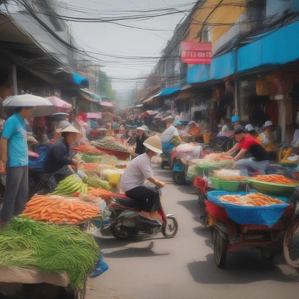 Bustling market scene in Tuy Hoa