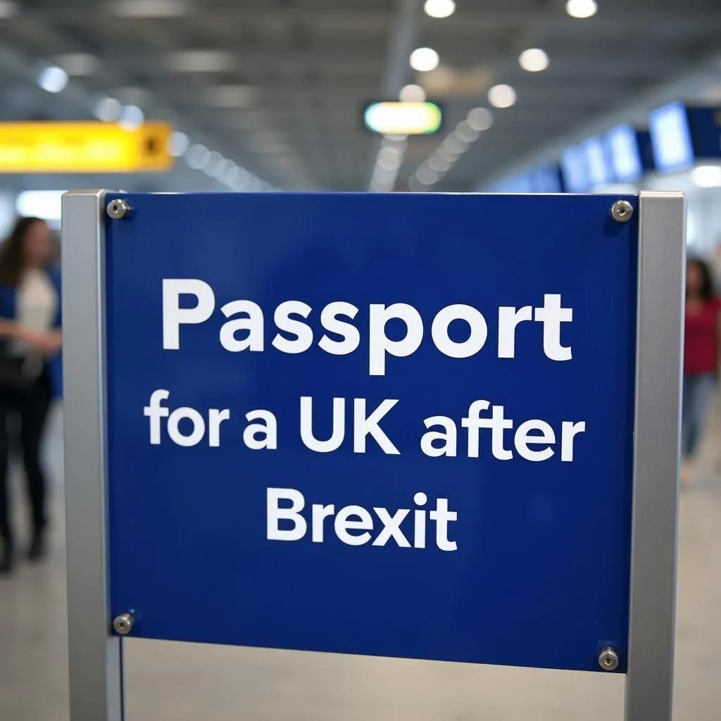 Passport control sign at UK airport