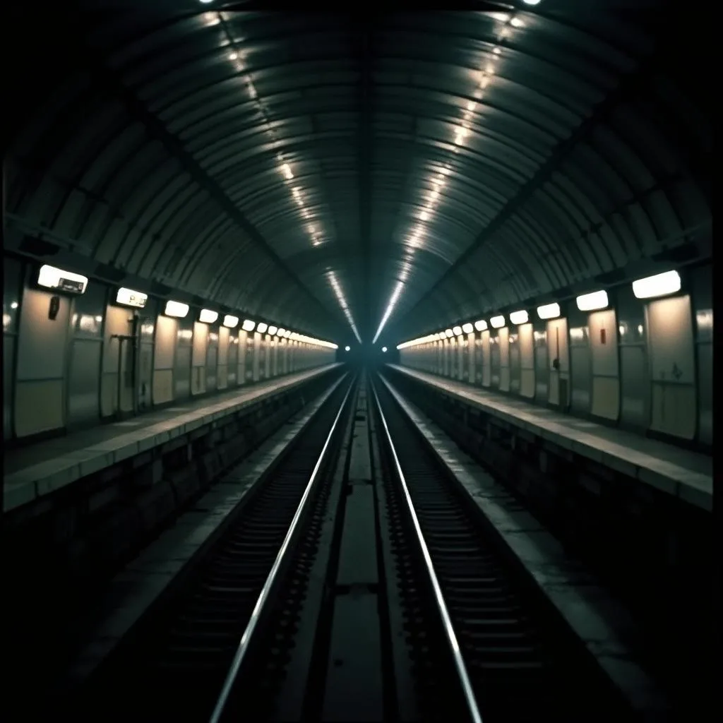 Subway tunnel with lights