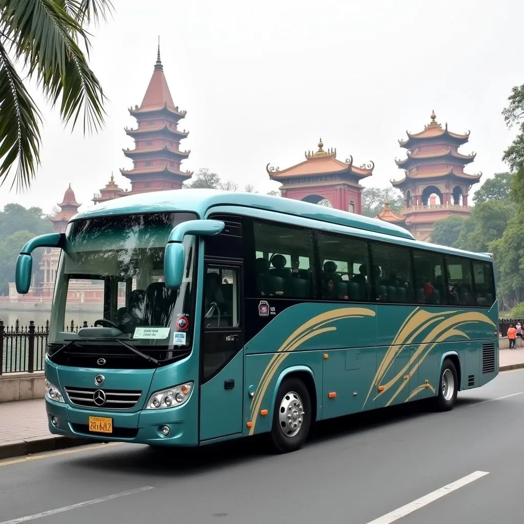 Universe Bus Parked Near Hanoi Landmark