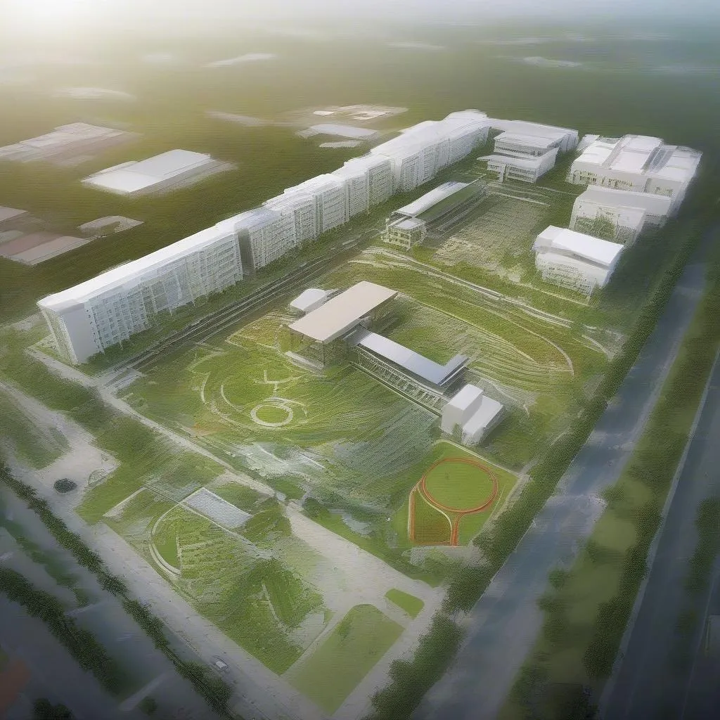 Agricultural university campus in Vietnam with modern facilities and green spaces