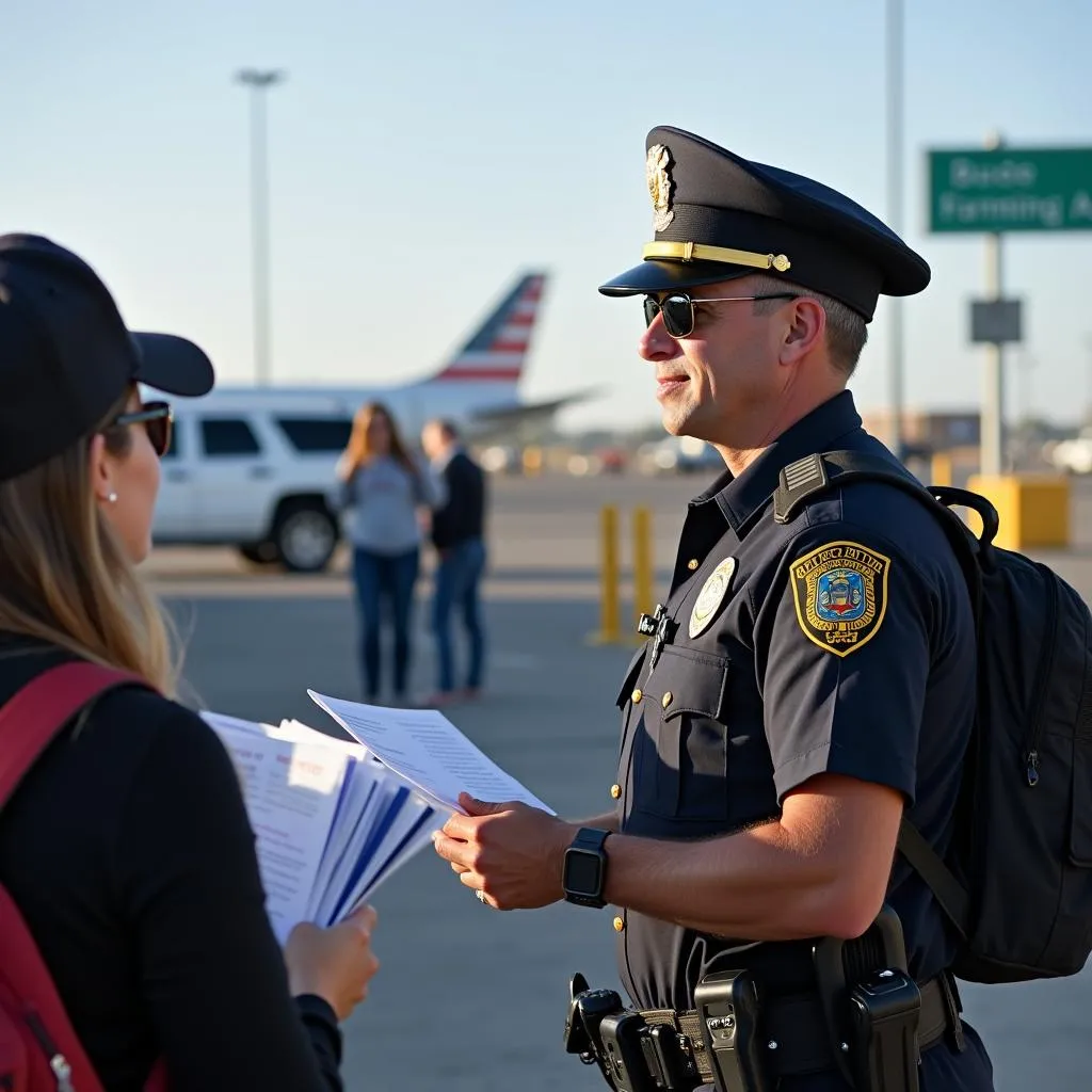 US Customs and Border Protection officer checking documents