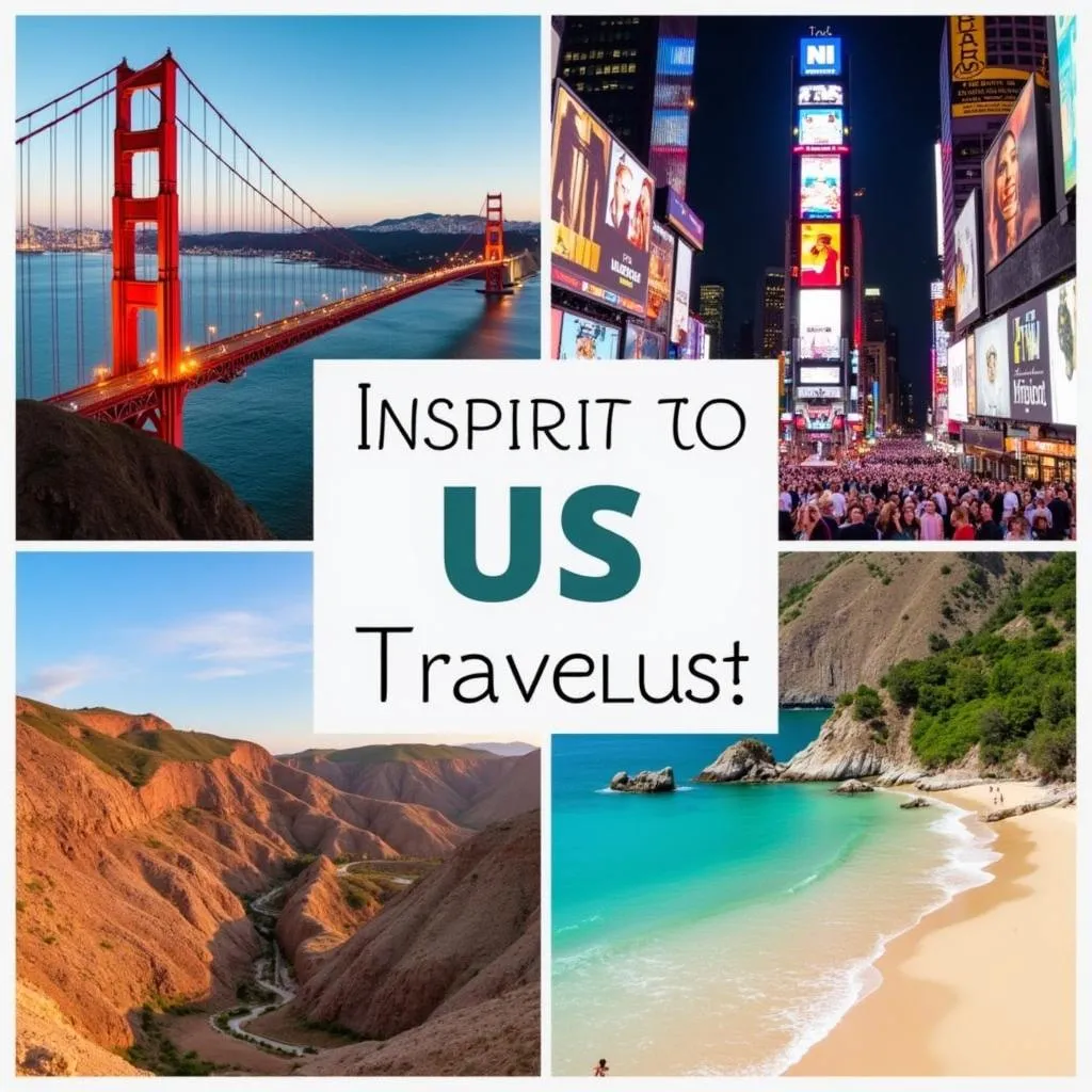 Collage of iconic US travel destinations