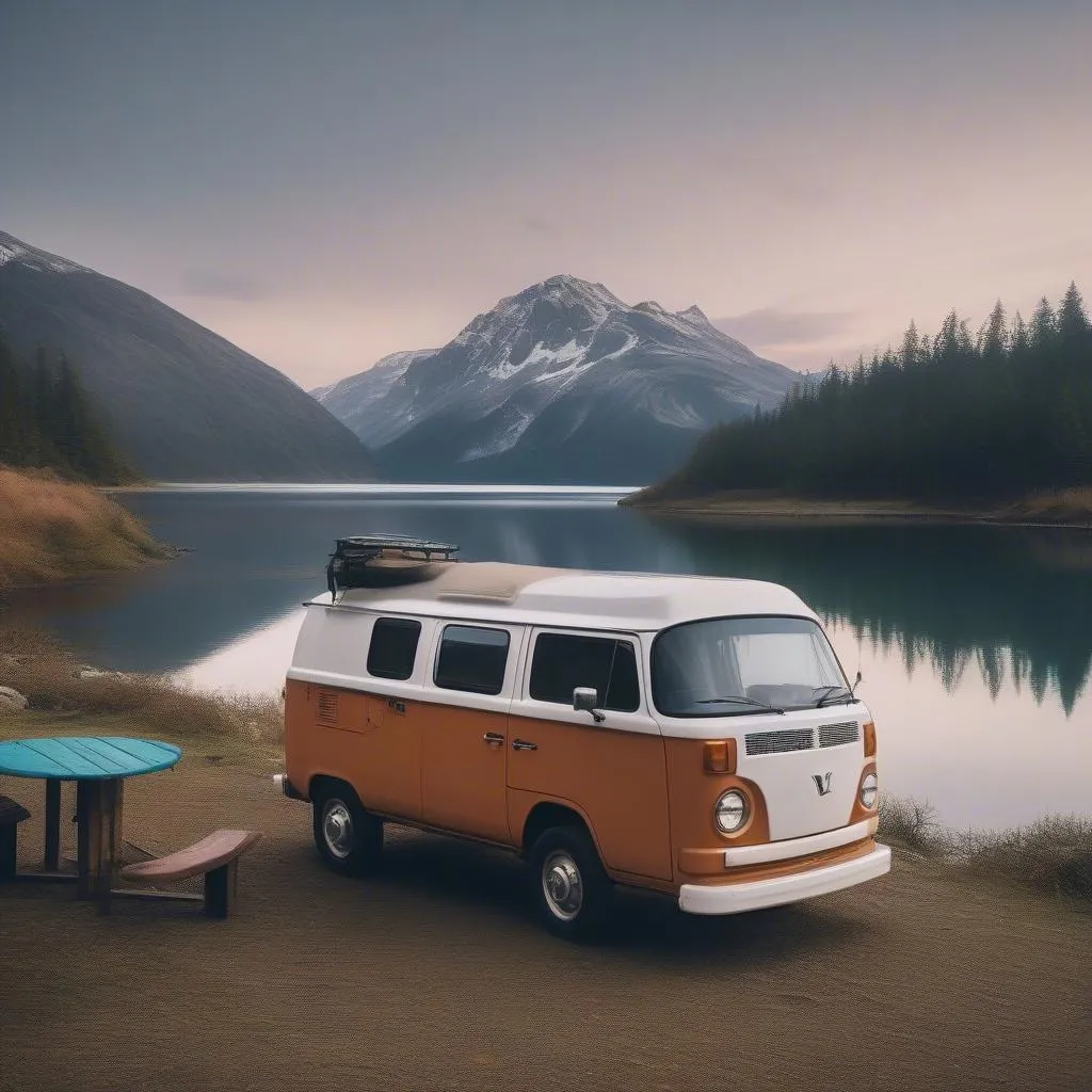 Van Weekender Parked at a Scenic Campsite