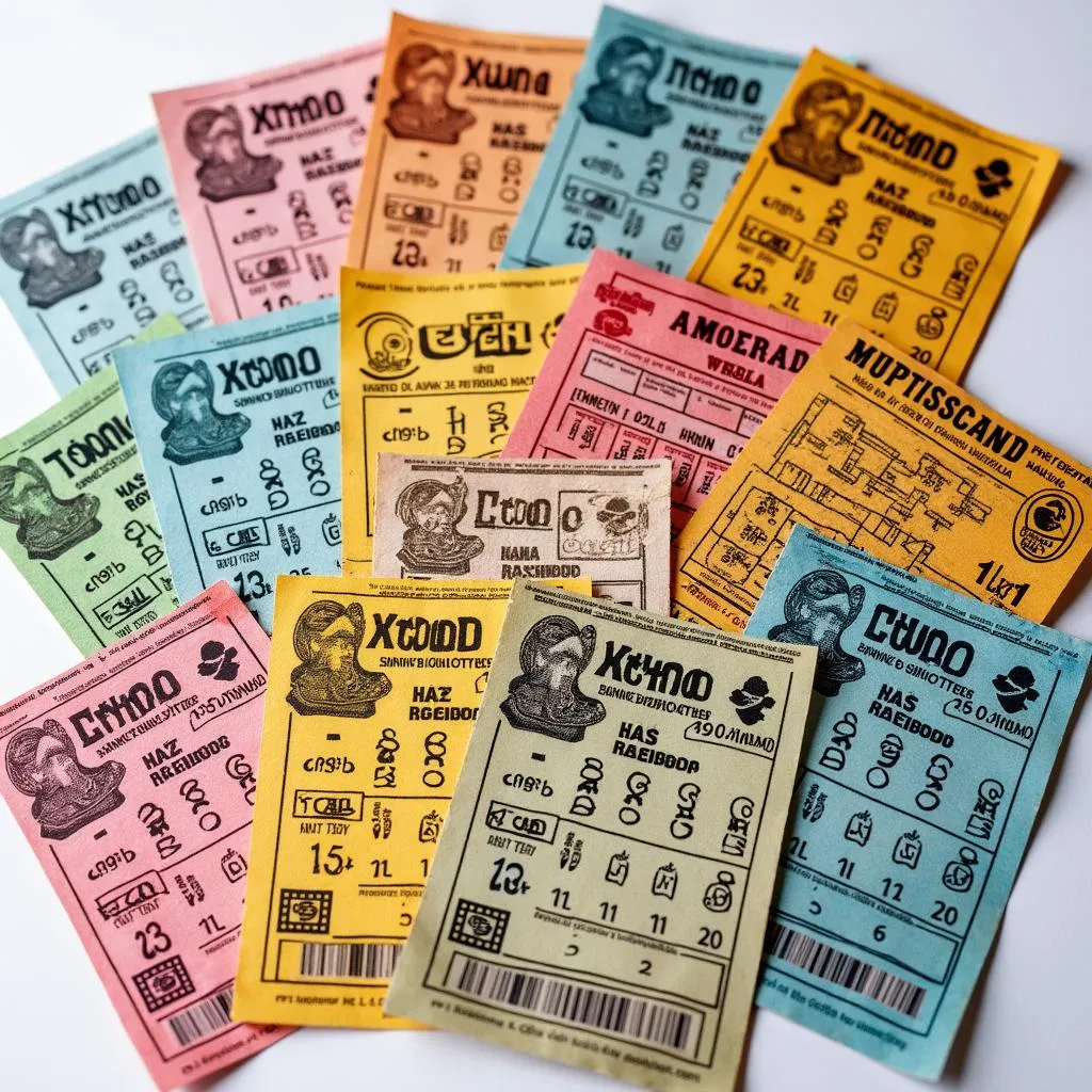 Various colorful Vietnamese Lottery Tickets