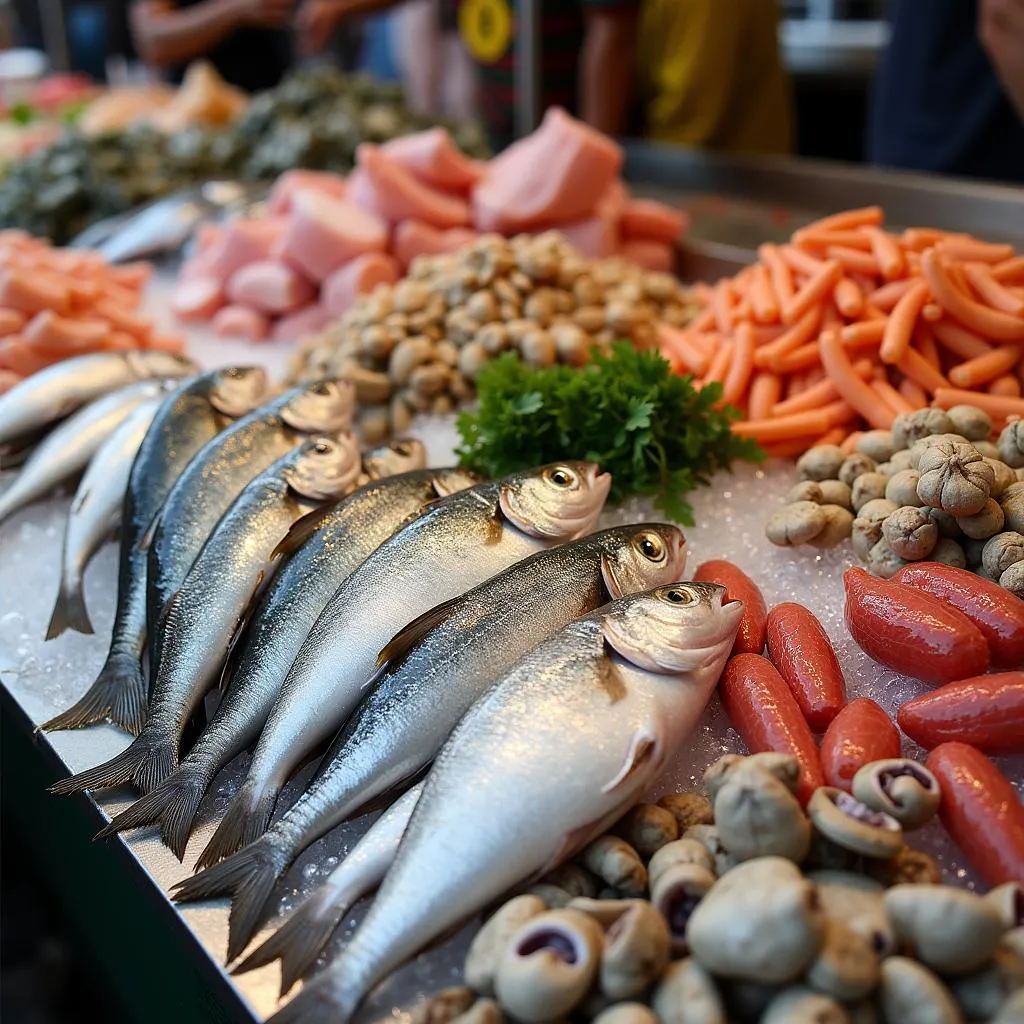 fresh seafood display