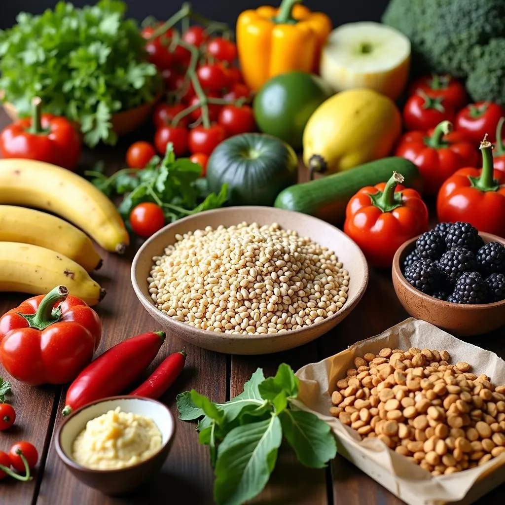 Variety of Fruits, Vegetables, and Whole Grains