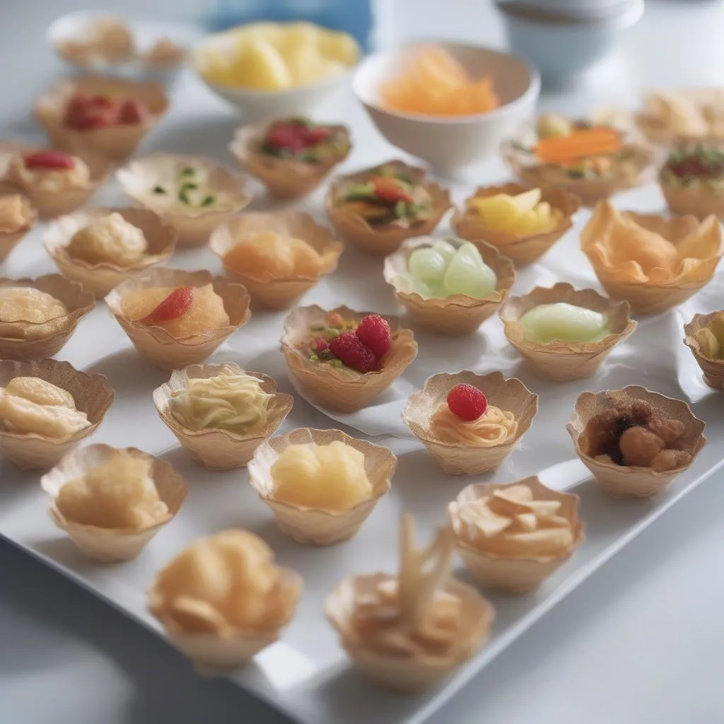 An assortment of dishes utilizing wonton wrappers in creative ways.