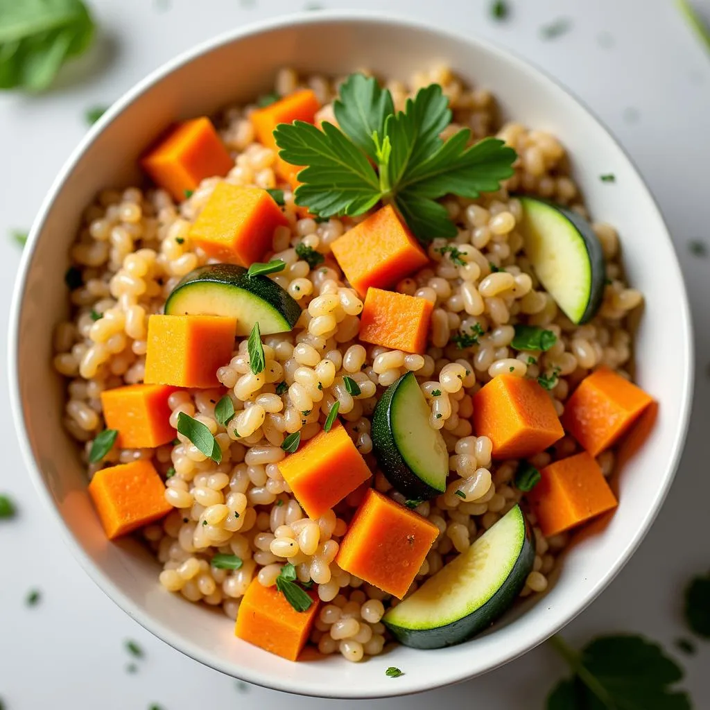 A bowl of vegetable porridge for babies.