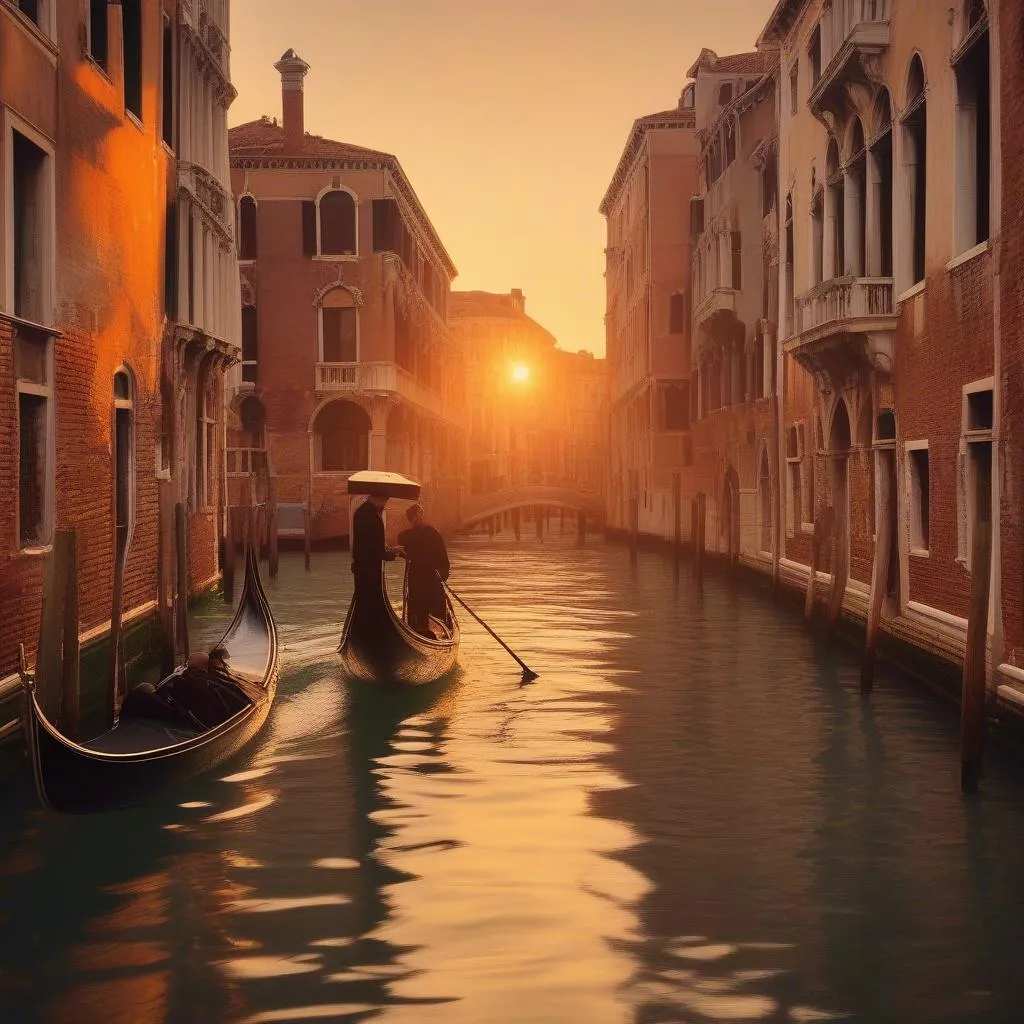 Gondola Ride in Venice at Sunset