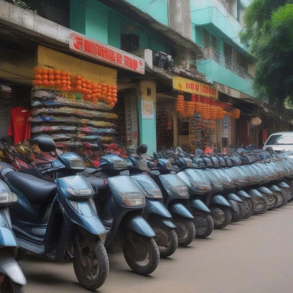 Moped rental shop in Vietnam