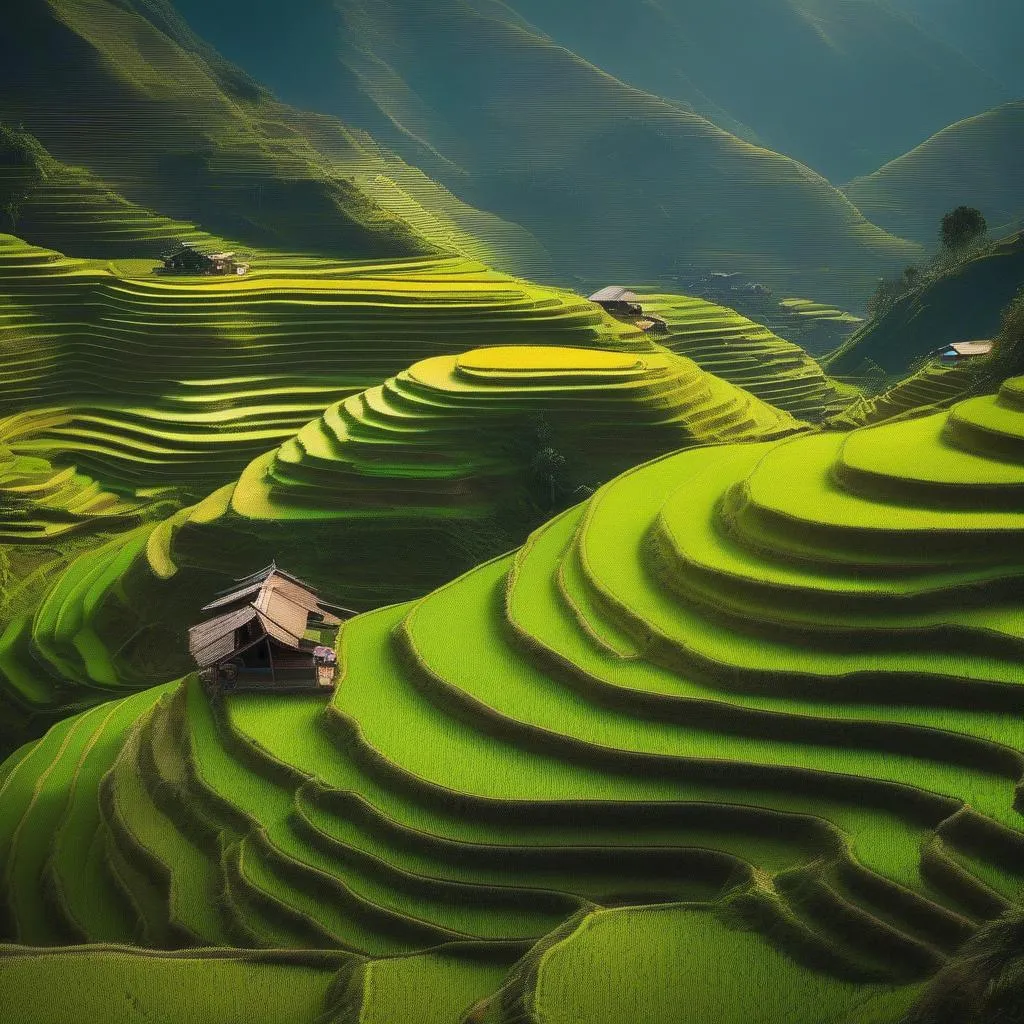 Vietnamese rice terraces in Mu Cang Chai