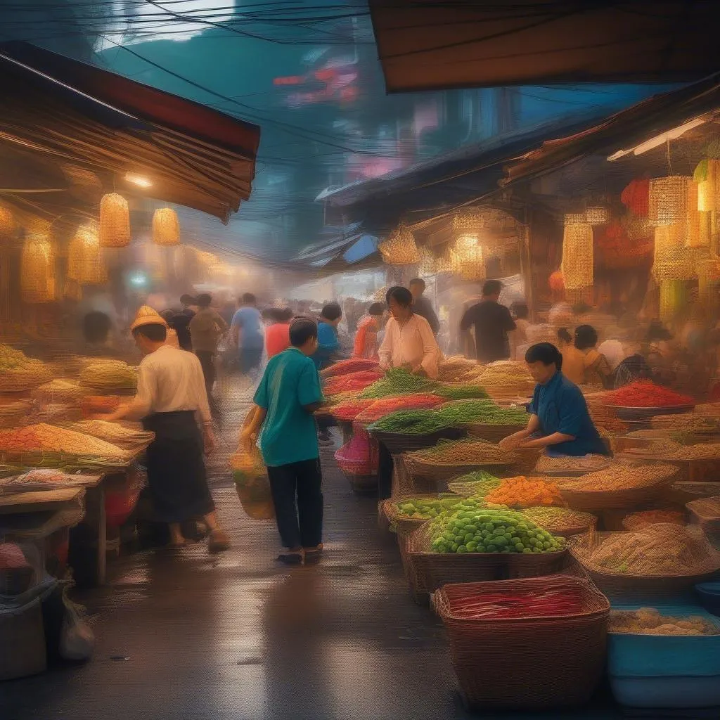 Vibrant street food scene in Vietnam