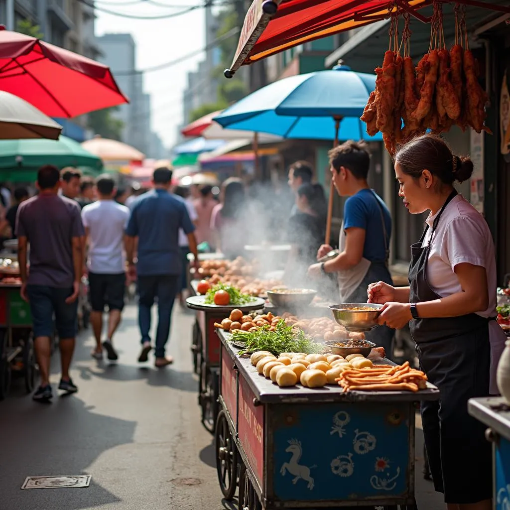 Vibrant street food scene in Vietnam