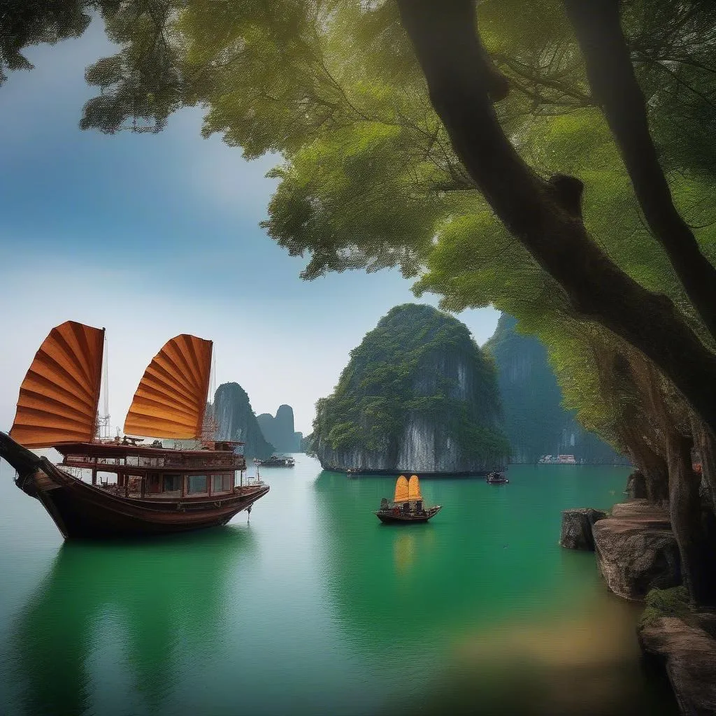 Travelers enjoying a scenic view of Ha Long Bay in Vietnam