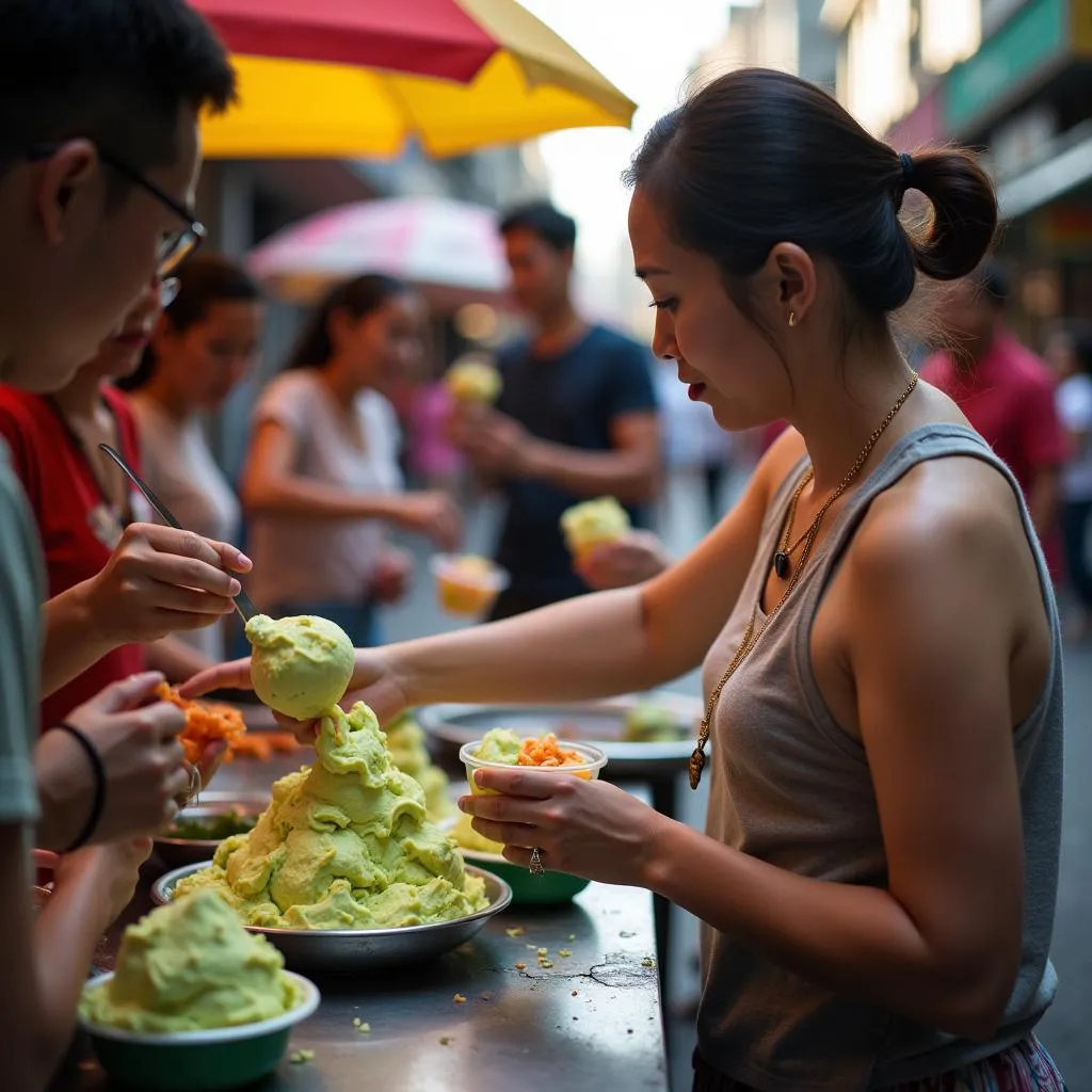 Vietnamese avocado ice cream street vendor