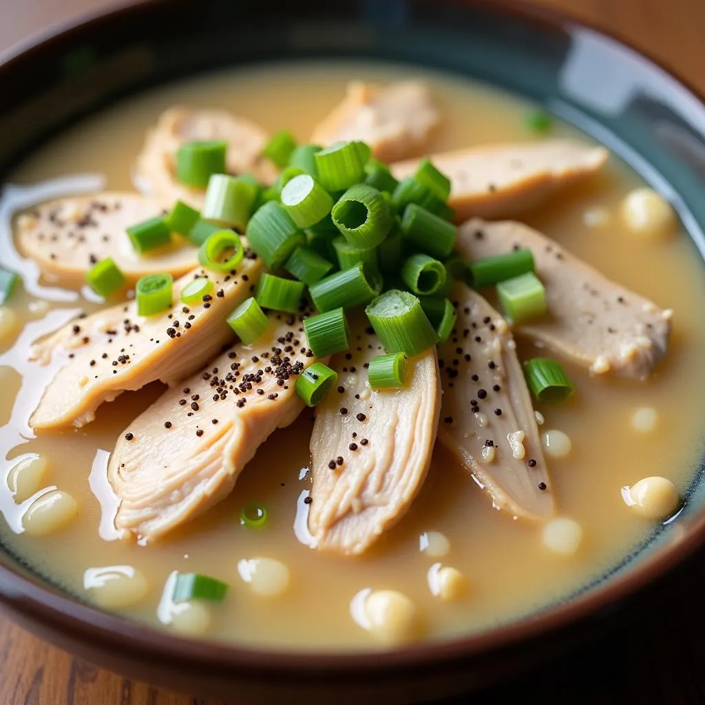 A comforting bowl of Vietnamese Chicken Congee