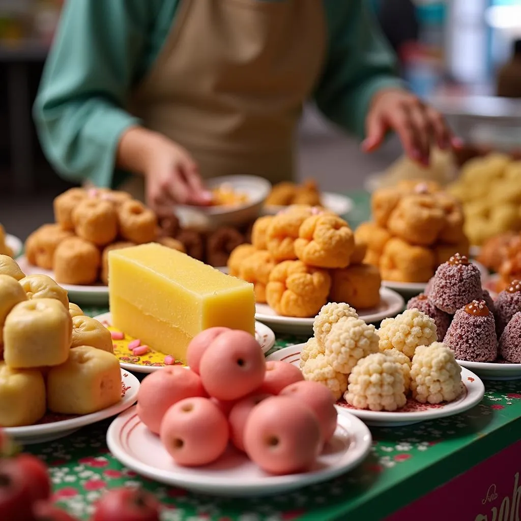 Colorful Vietnamese desserts on display in Hanoi