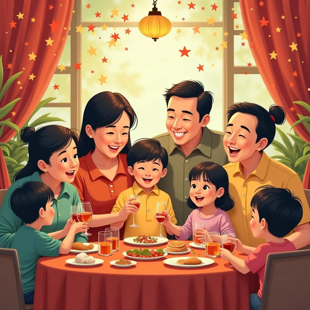 Vietnamese family gathering