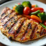 Grilled chicken breast with vegetables