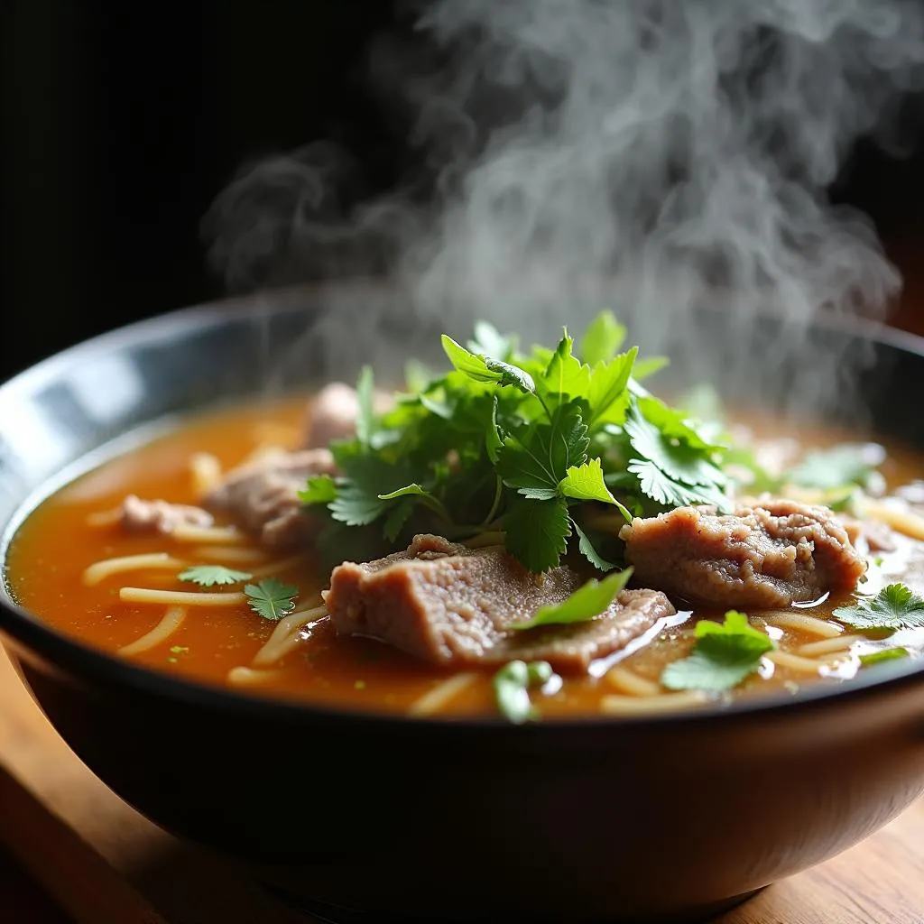 A steaming bowl of Vietnamese Pho