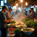 Vietnamese pho street food stall