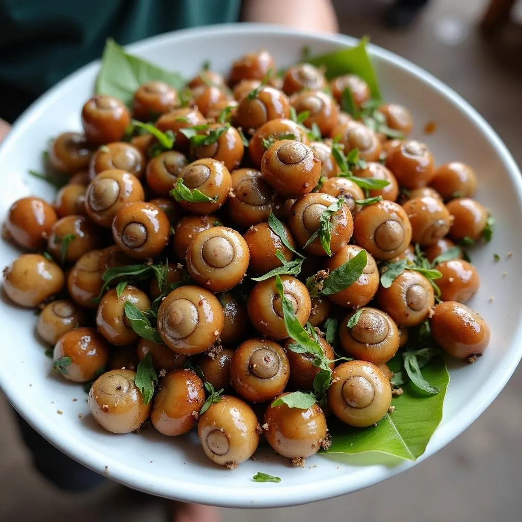 Plate of Vietnamese snails in Phu Nhuan