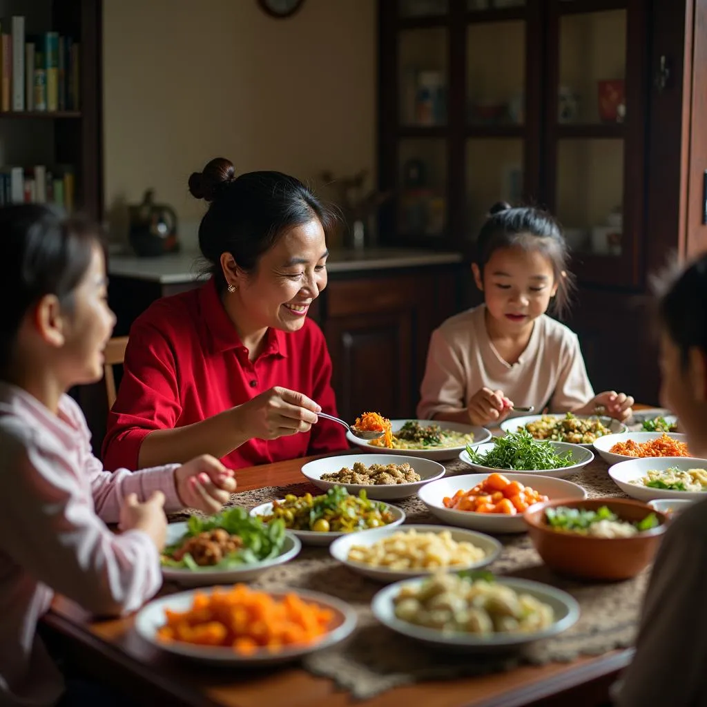 Vietnamese Woman Eating a Healthy Meal