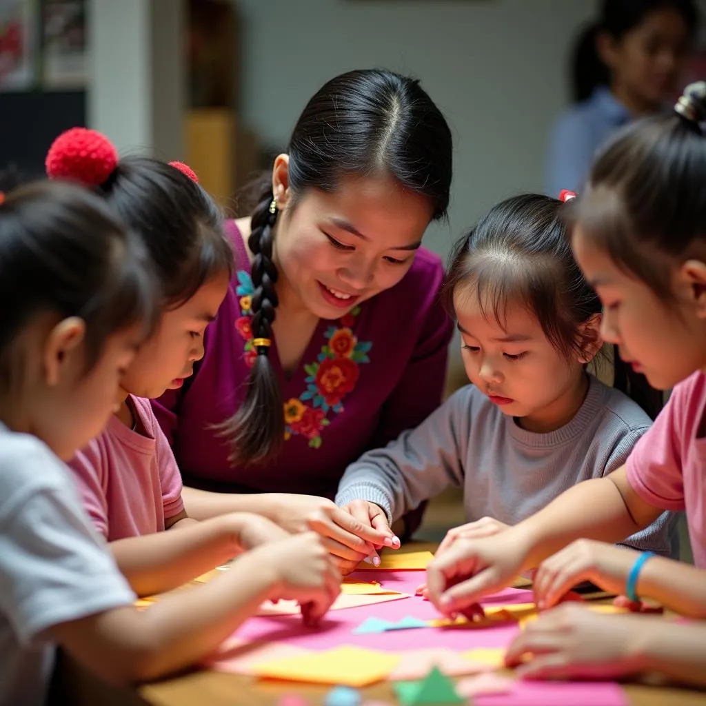 vietnamese-woman-teaching-paper-folding