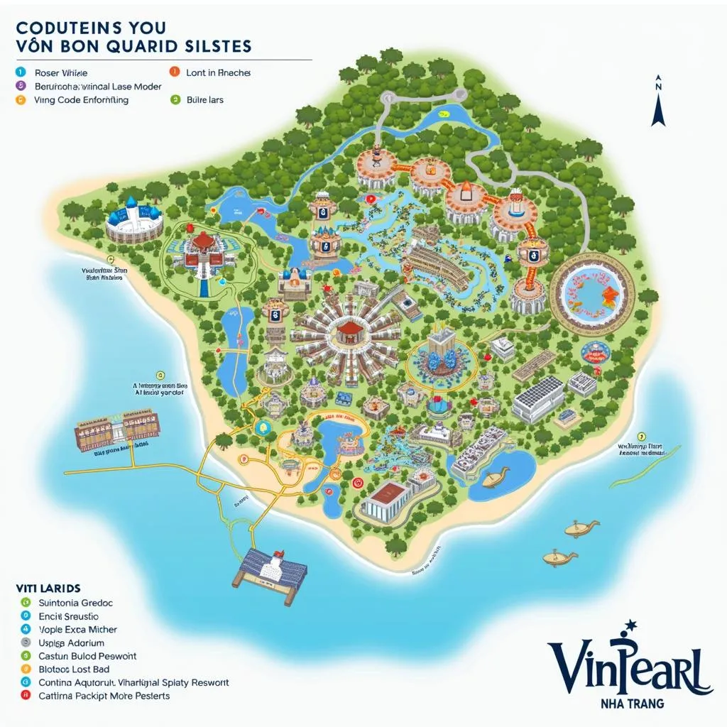 Map of Vinpearl Nha Trang with Attractions Highlighted