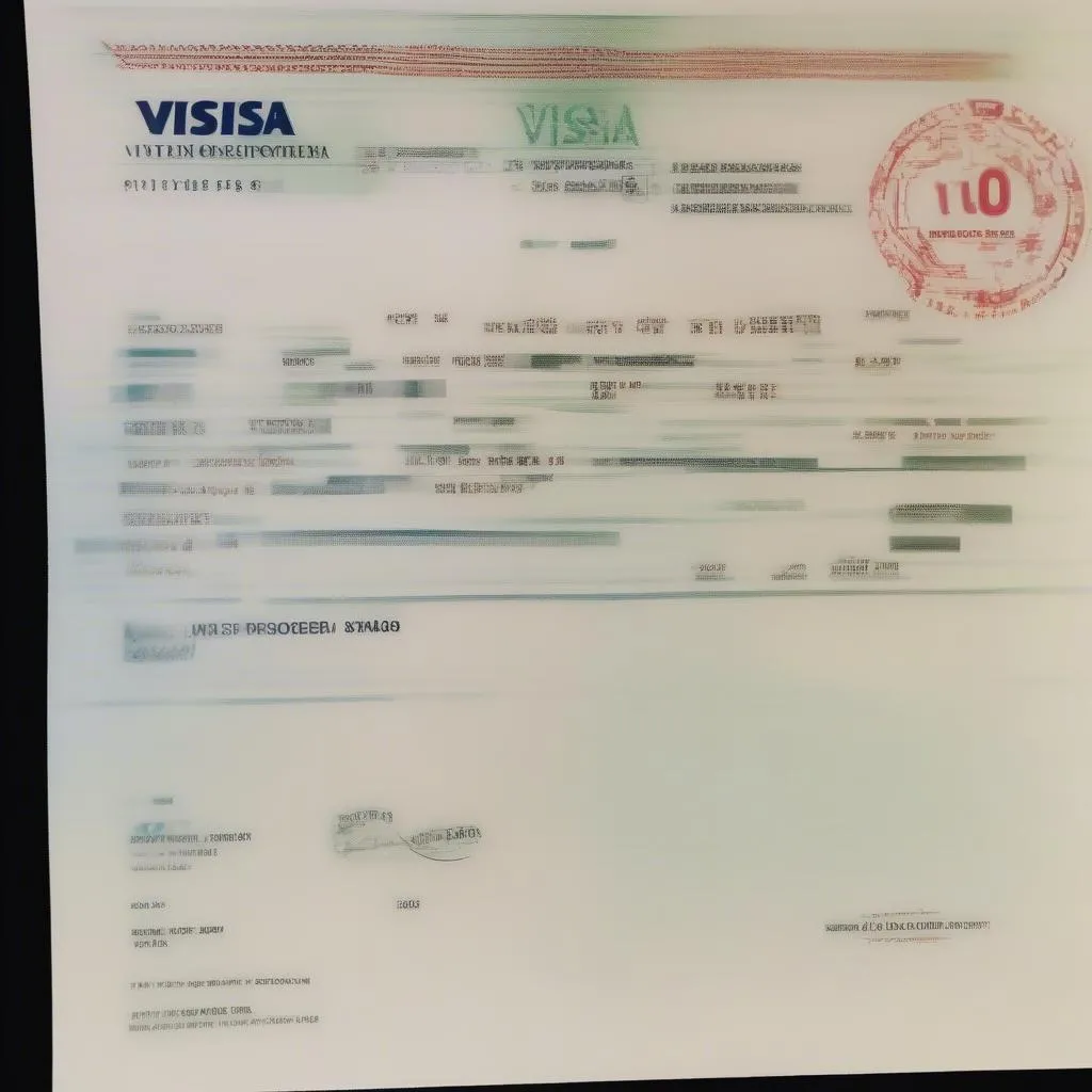 Visa Document with Unique Number