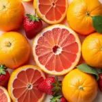 Assortment of citrus fruits and berries.