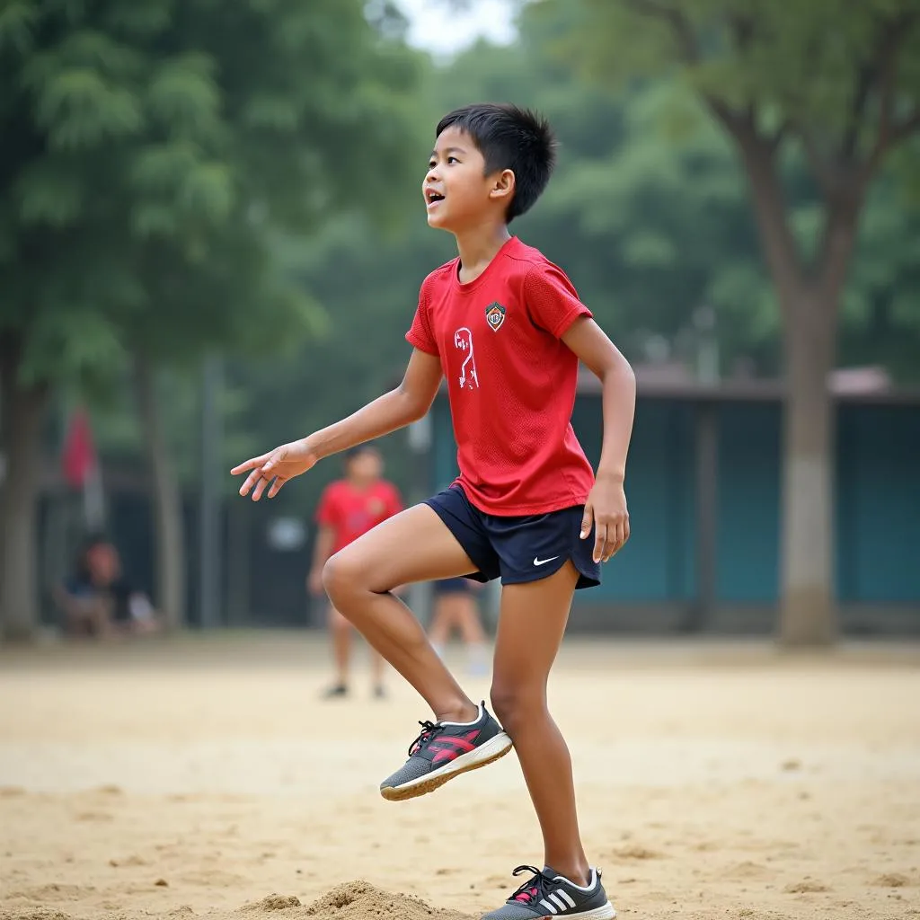 Volleyball Player Perfecting Approach in Hanoi